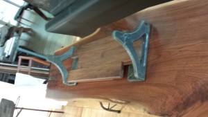 Sliding Walnut Book Holder with Cast Iron Ends