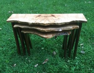 Maple burl stacking tables